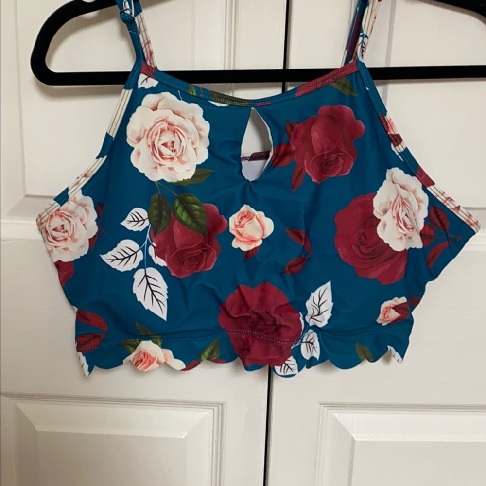 Floral Teal Bathing Suit Bikini
